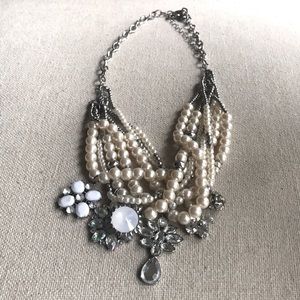 Faux Pearls & Rhinestone Necklace